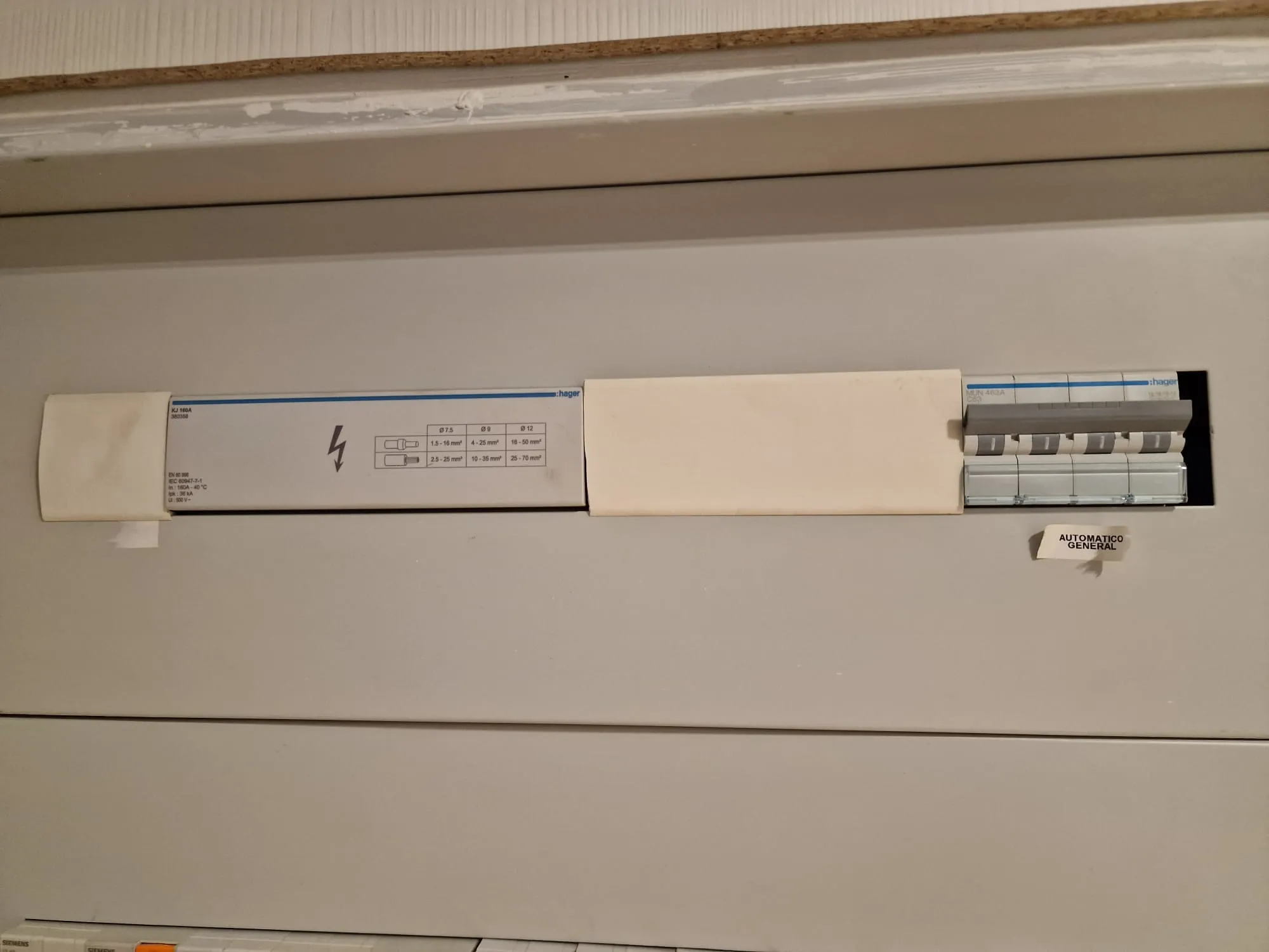 Cuadro eléctrico renovado con interruptores y diferenciales nuevos